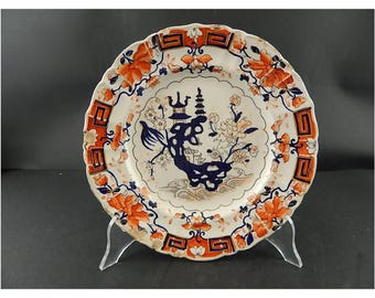 Antiker seltener Teller 1840 aus Keramik, Mason's Patent Ironstone China, handdekoriert