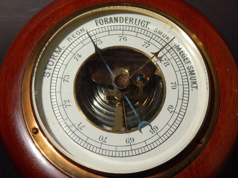 Number Barometer Danish Aneroid Barometer With Vintage Wooden Frame - Etsy