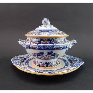 Ancienne rare soupière égoïste puerpera pièce maîtresse céramique anglaise Minton 1860