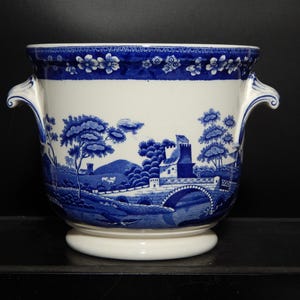 Antico COPELAND SPODE'S Tower Blu England Raro Cache Pot Vaso Porcellana