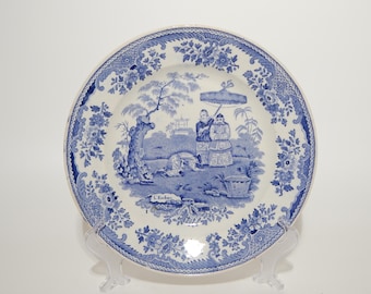 Antique Rare French Ceramic Plate 1800 CREIL MONTERAU Chinoiserie Inspired Decoration