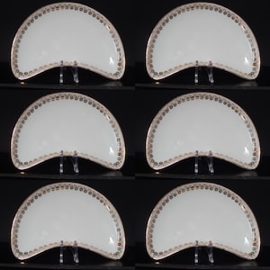 GINORI LIBERTY PORCELAIN Rare Antique Table Service 6 Salad Plates Half Moon