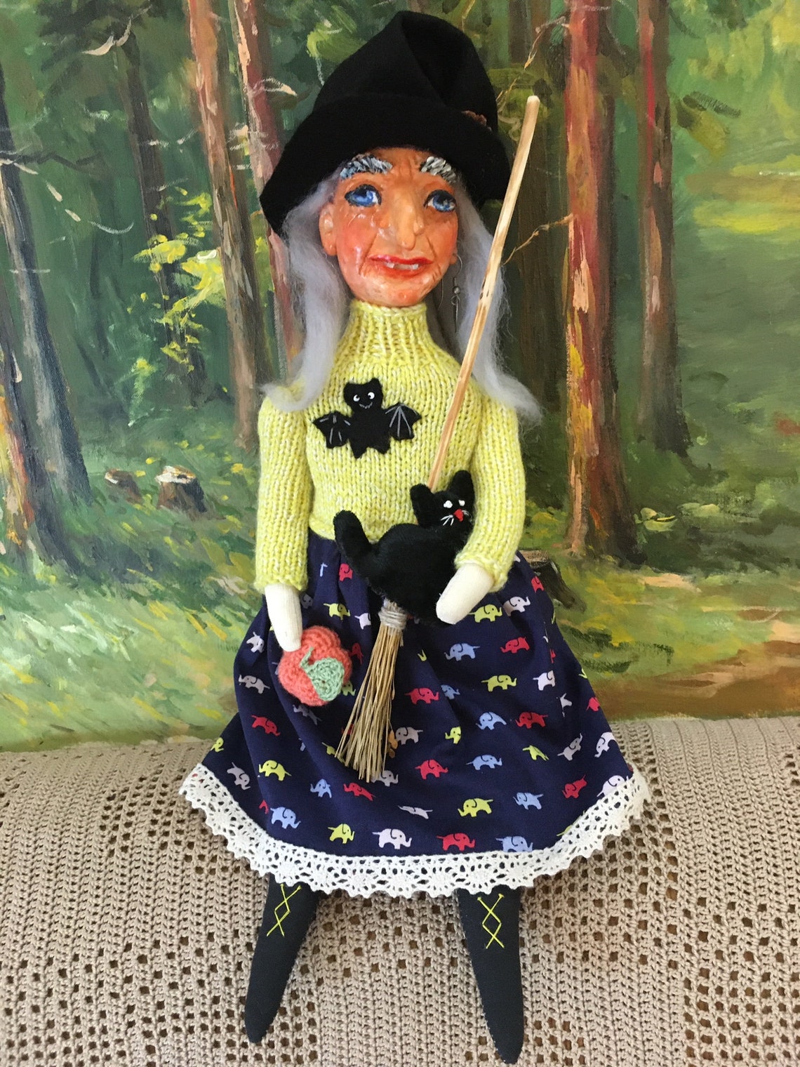 Witch Doll The Kitchen witch halloween decorations Baba Etsy