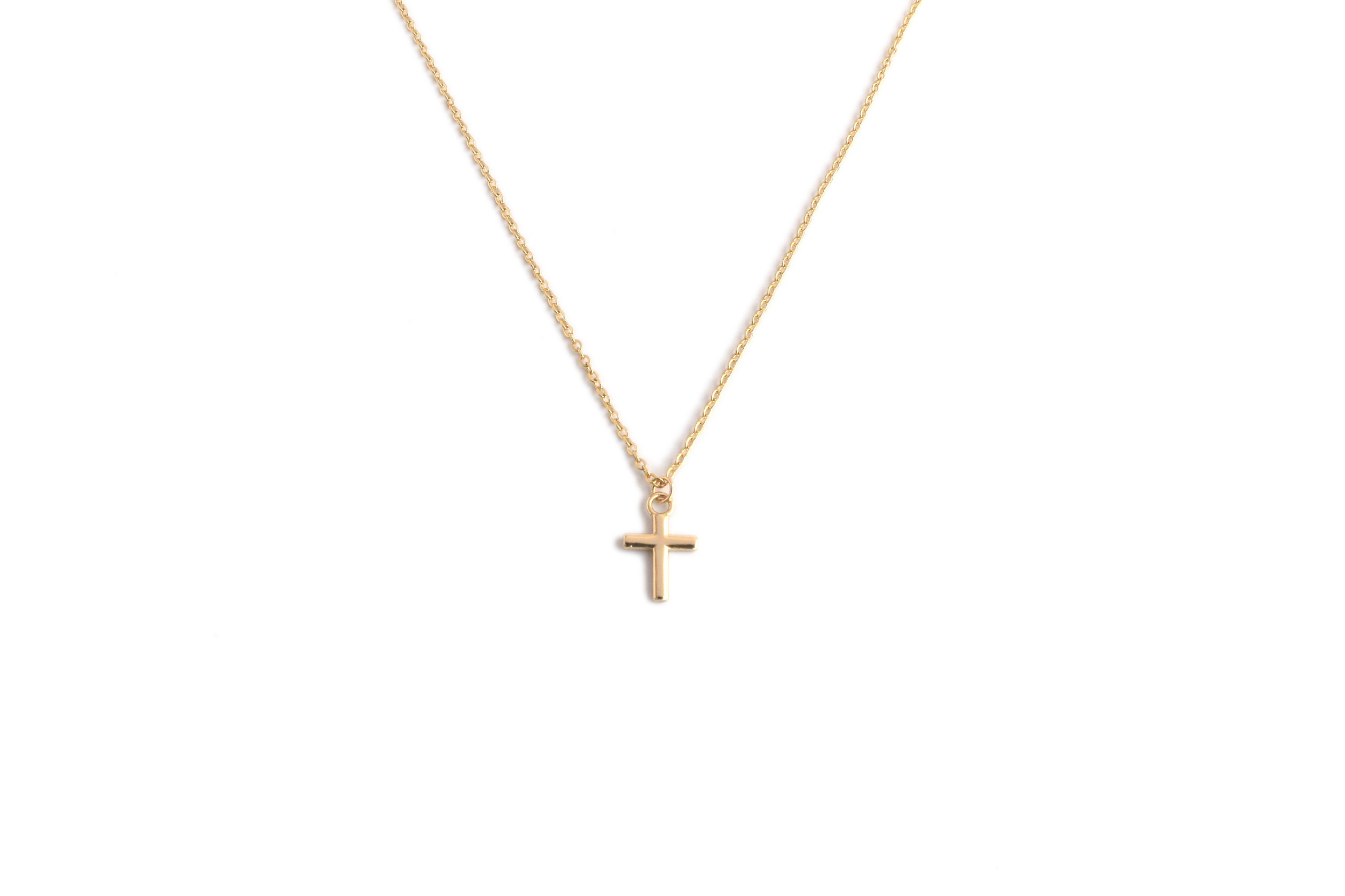 14K Gold Cross Necklace Dainty Small Cross Necklace Delicate | Etsy