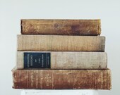 Vintage Decorative Books for Display, Tan, Brown, Gold Old Books for Rustic Farmhouse or French Country Decor