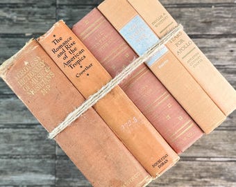 Peach, Orange, and Rust Vintage Books for Decor