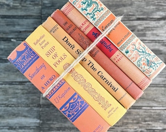 Retro Orange, Terra Cotta, Mustard Yellow Vintage Book Bundle