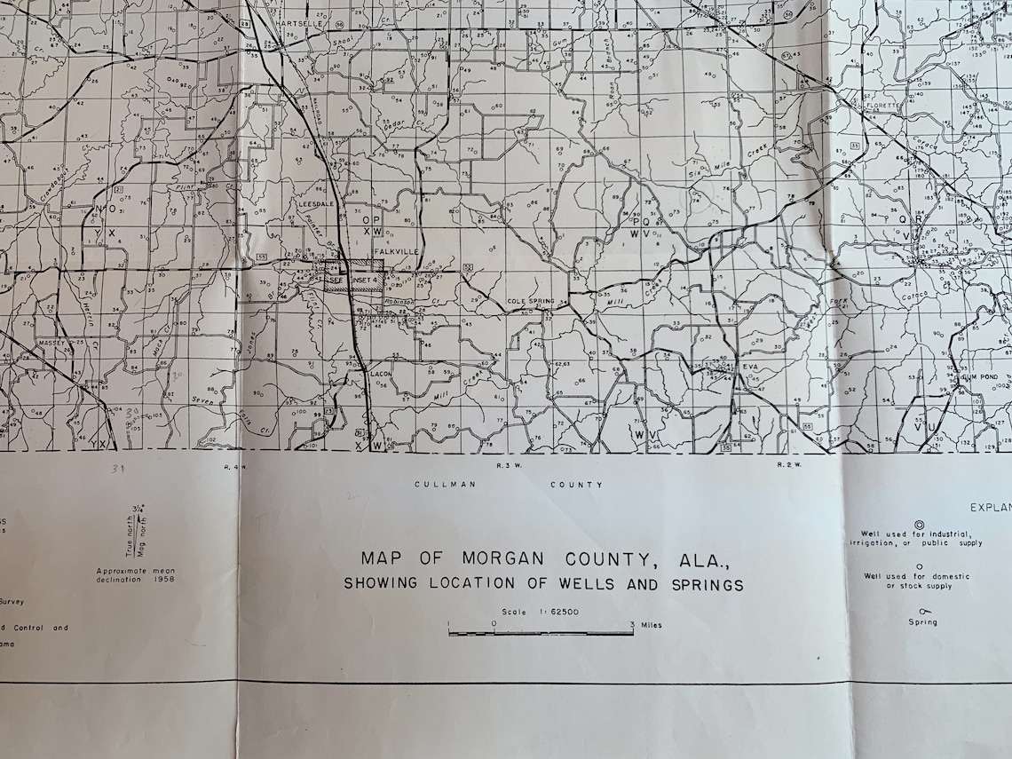 Vintage Map of County Alabama 1958 Geological Map Etsy