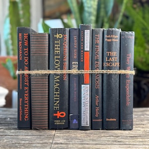 Paquete de libros vintage en negro y naranja para decorar estanterías de Halloween y decorar con motivos góticos. imagen 4