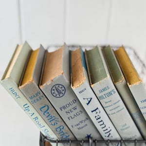 Vintage grijze boekenset voor moderne planken uit het midden van de eeuw