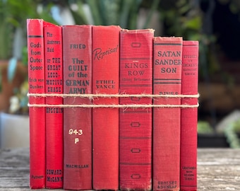 Red and Black Mid-Century Retro Bold Decorative Books for Display