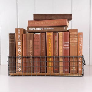 Vintage Brown Book Set: Rustic Autumn Bookshelf Decor