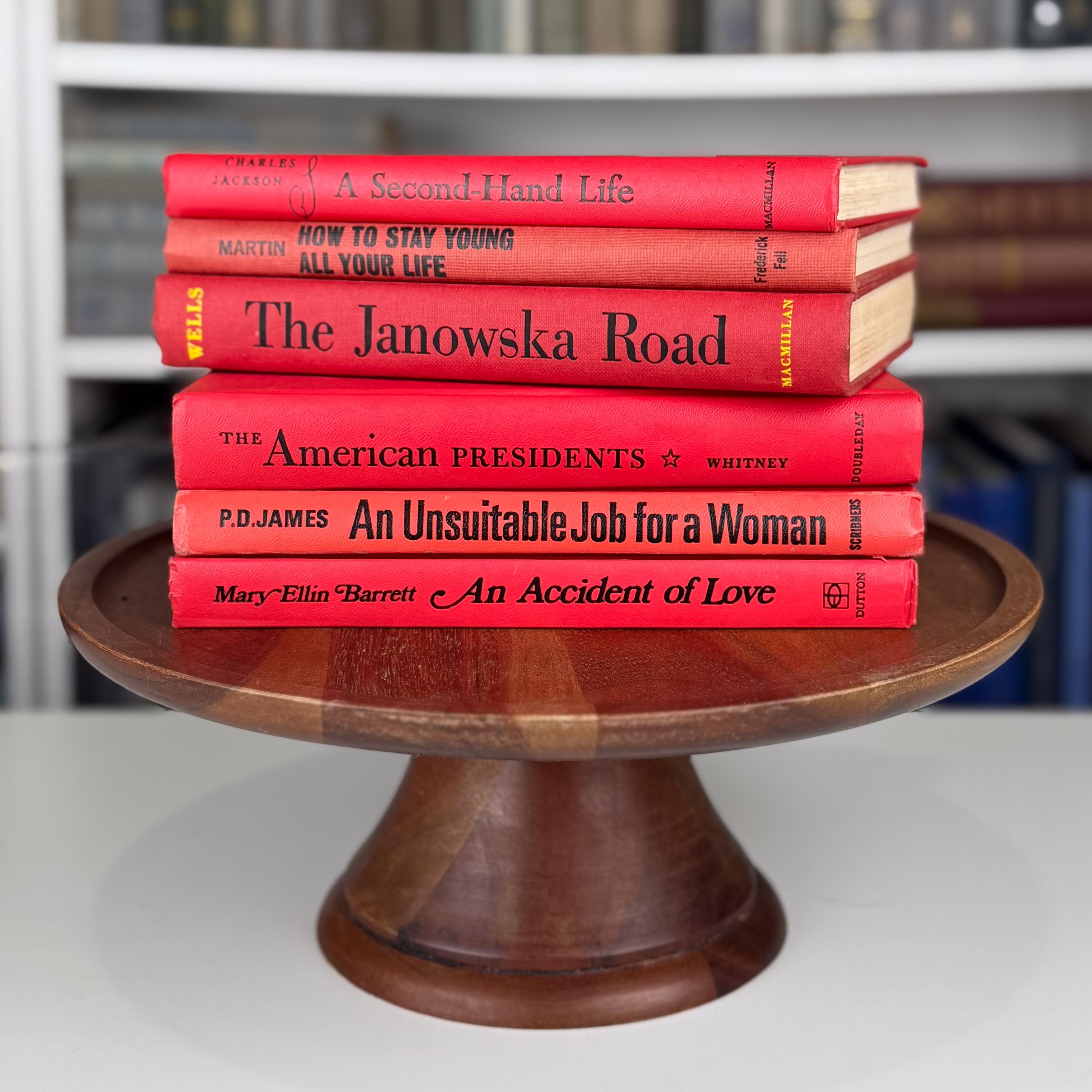 Red Colored Books Retro Vibrant Red Vintage Book Set – Bold Shelf Styling With a Pop of ...