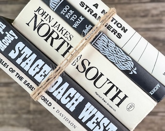 Vintage Black and White Book Bundle for Shelf Styling