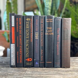 Paquete de libros vintage en negro y naranja para decorar estanterías de Halloween y decorar con motivos góticos. imagen 2