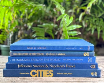 Indigo and Navy Blue Vintage Coffee Table Book Bundle
