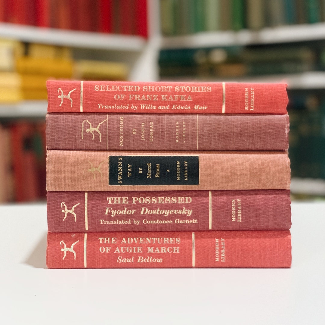 Red/rust Books Modern Library Red Coral Rust Book Set, Mid-century Books for Bookshelf ...
