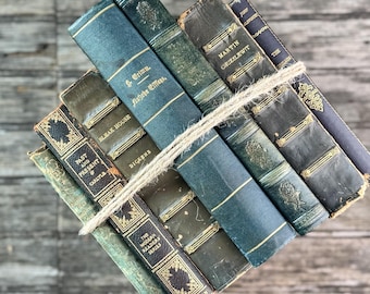 Antique Leather-Bound Worn and Shabby Books