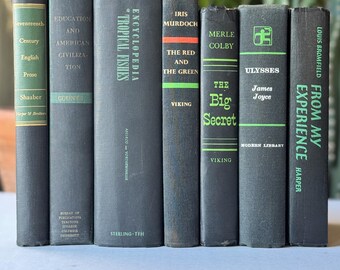 Black and Teal Green Bookshelf Decor, Farmhouse Handmade Decor, Mid Century Modern