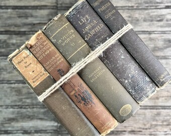 Antique Brown Vintage Book Set for Moody Decor