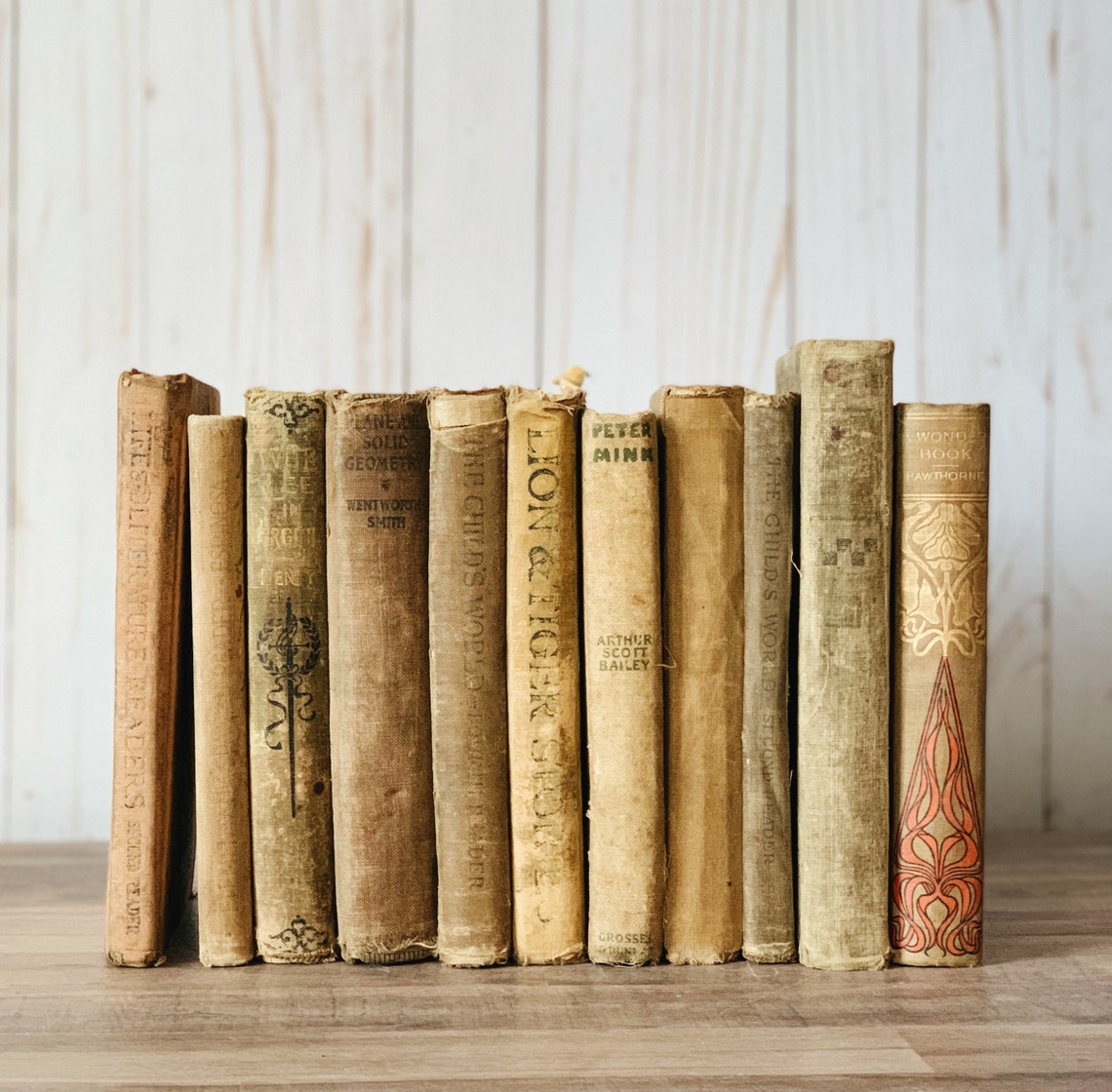 Set of 5 Vintage Decorative Books By Color for Bookshelf Etsy