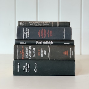 Black & Red Vintage Book Set: Masculine Bookshelf Decor