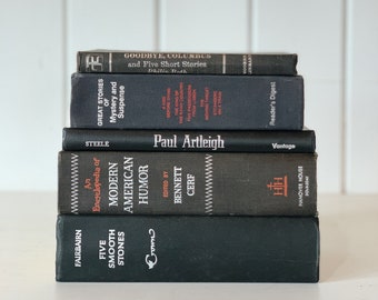 Black & Red Vintage Book Set: Masculine Bookshelf Decor