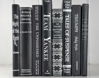 Black and Silver Vintage Books for Decor, Mid-Century Modern Masculine Books By Color