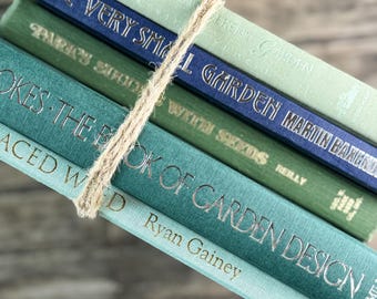 Vintage Gardening Book Set for Coffee Table Decor