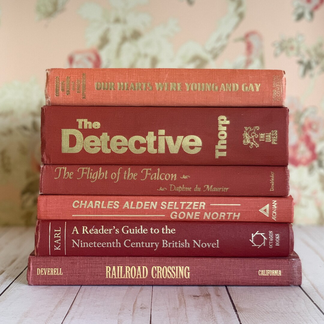 Vintage Terra Cotta and Gold Decorative Books, Handmade Decor Etsy