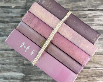 Vintage Purple Shabby Faded Vintage Books for Shelf Styling