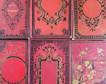 Antique French Decorative Cartonnage Binding Book Bundle