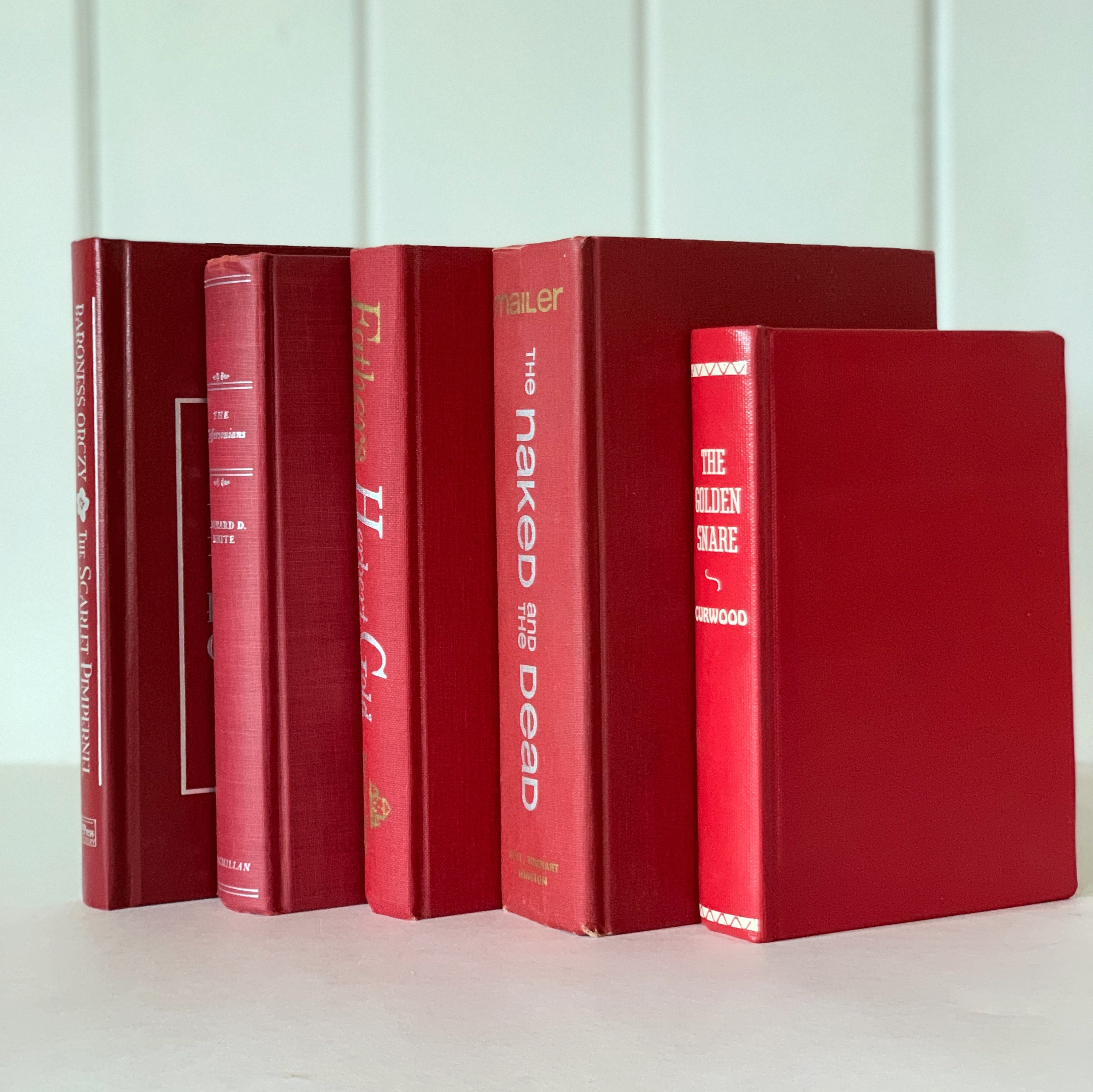 Vintage Red Book Bundle With White Lettering, Red and White