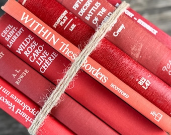 Bright Cherry Red Mid-Century Book Bundle for Shelf Styling