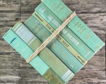 Faded Vintage Sage Green Books for Display