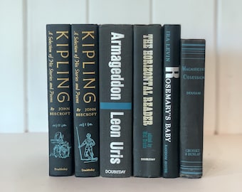 Black and Blue Vintage Book Set For Decor Handmade Decor