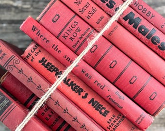 Mid-Century Red Black Book Collection for Shelf Styling