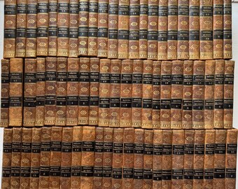 Antique French Leather Book Set, Répertoire Général du Théâtre Français, 67 Volumes