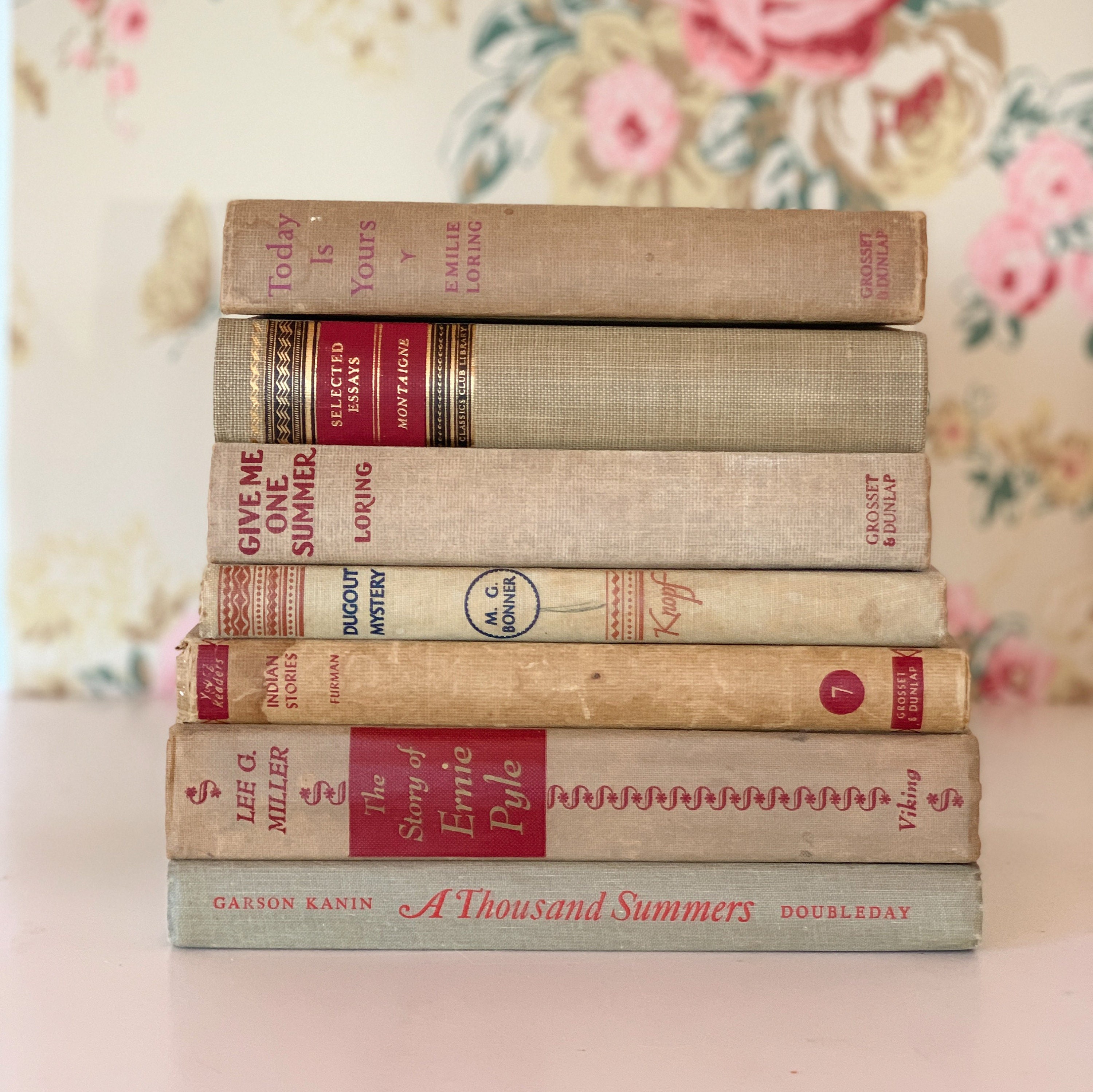 Beige and Red Book Collection Vintage Decorative Books - Etsy