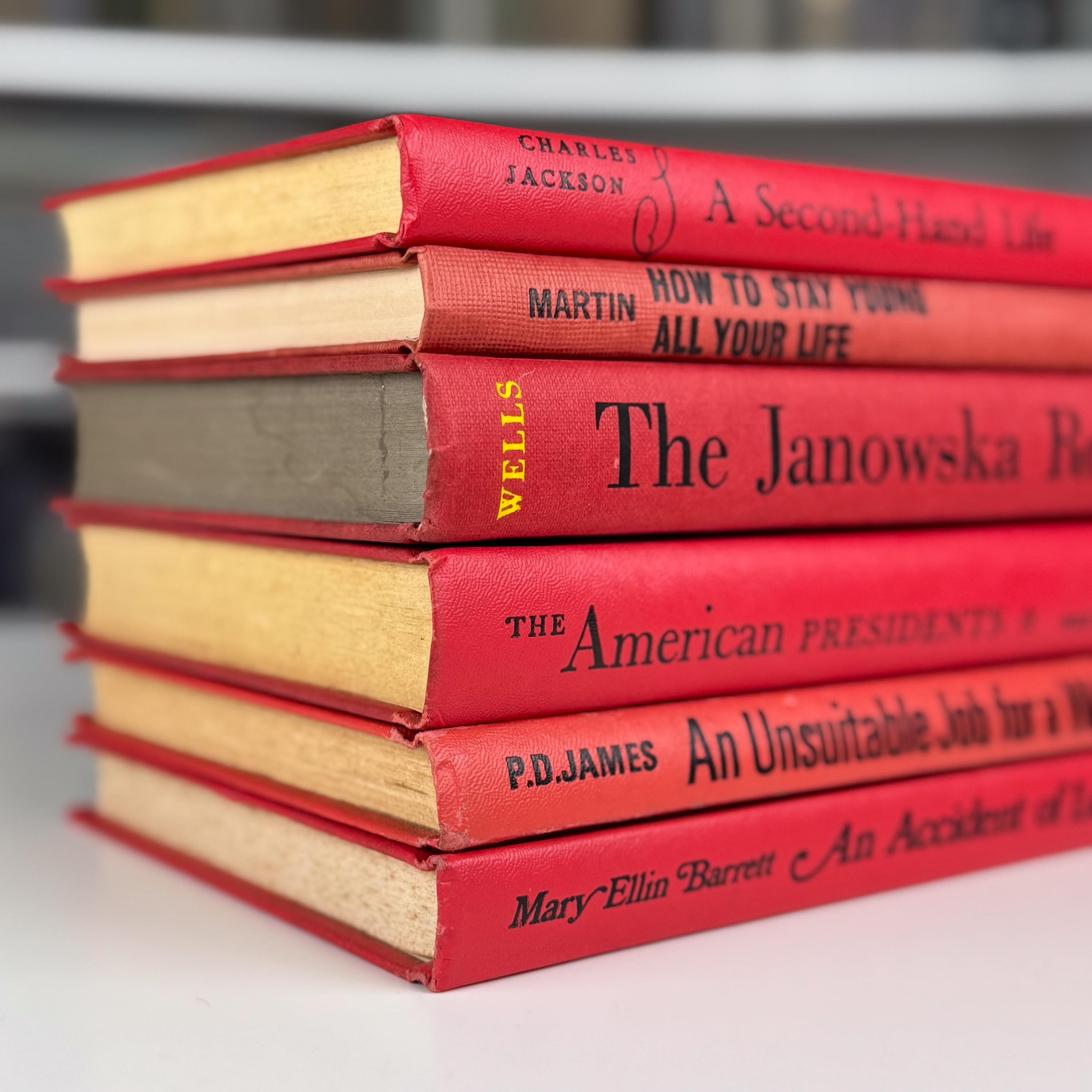 Red Colored Books Retro Vibrant Red Vintage Book Set – Bold Shelf Styling With a Pop of ...
