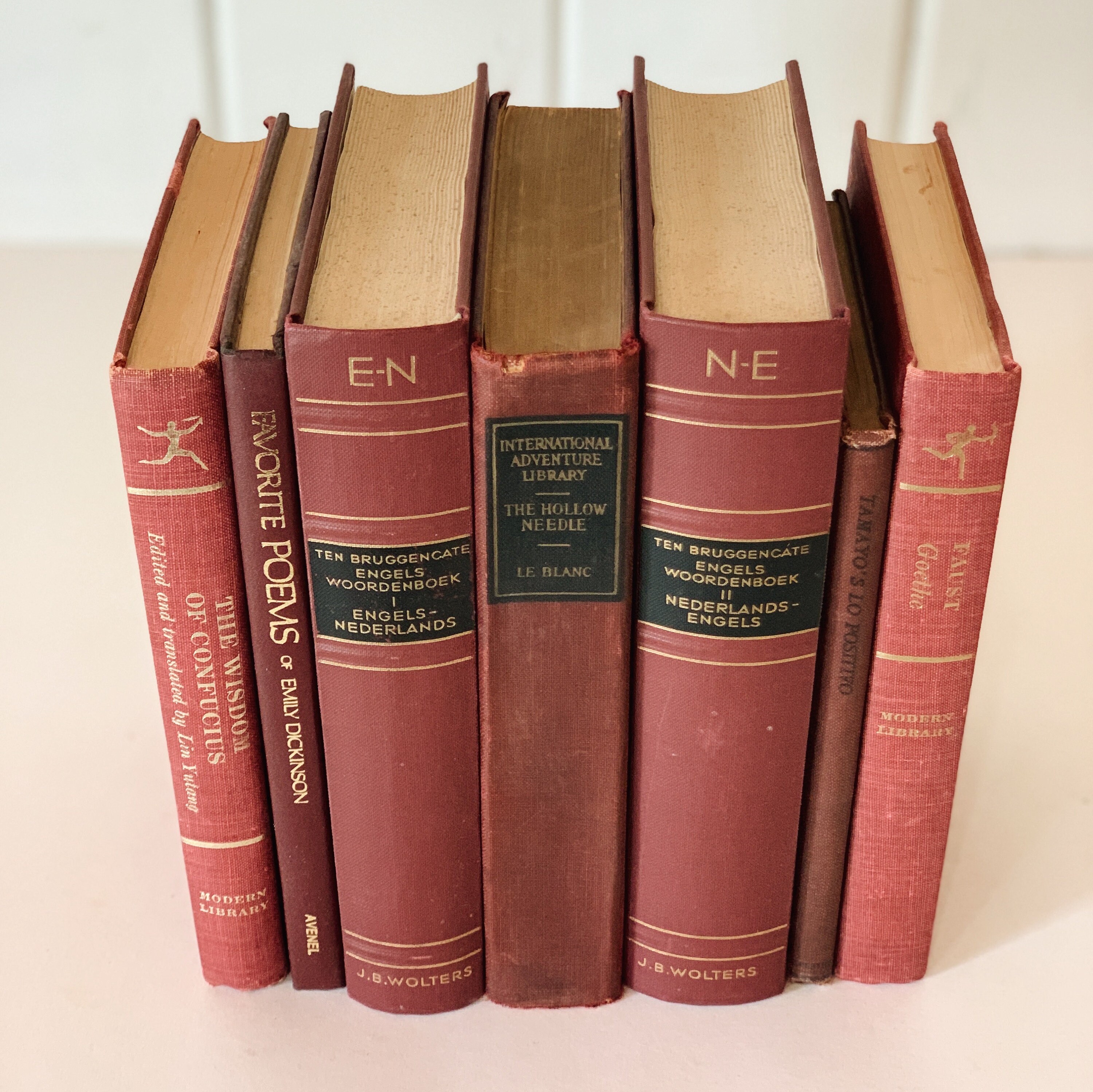 Vintage Books/50cm Set 【RED】洋書　古書　アンティーク Vintage Decorative Books, Mid-Century Modern Retro Red and