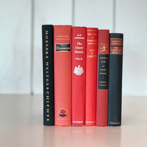 Bookshelf Decor, Small Red and Black Decorative Books for Display, Glam Handmade Decor