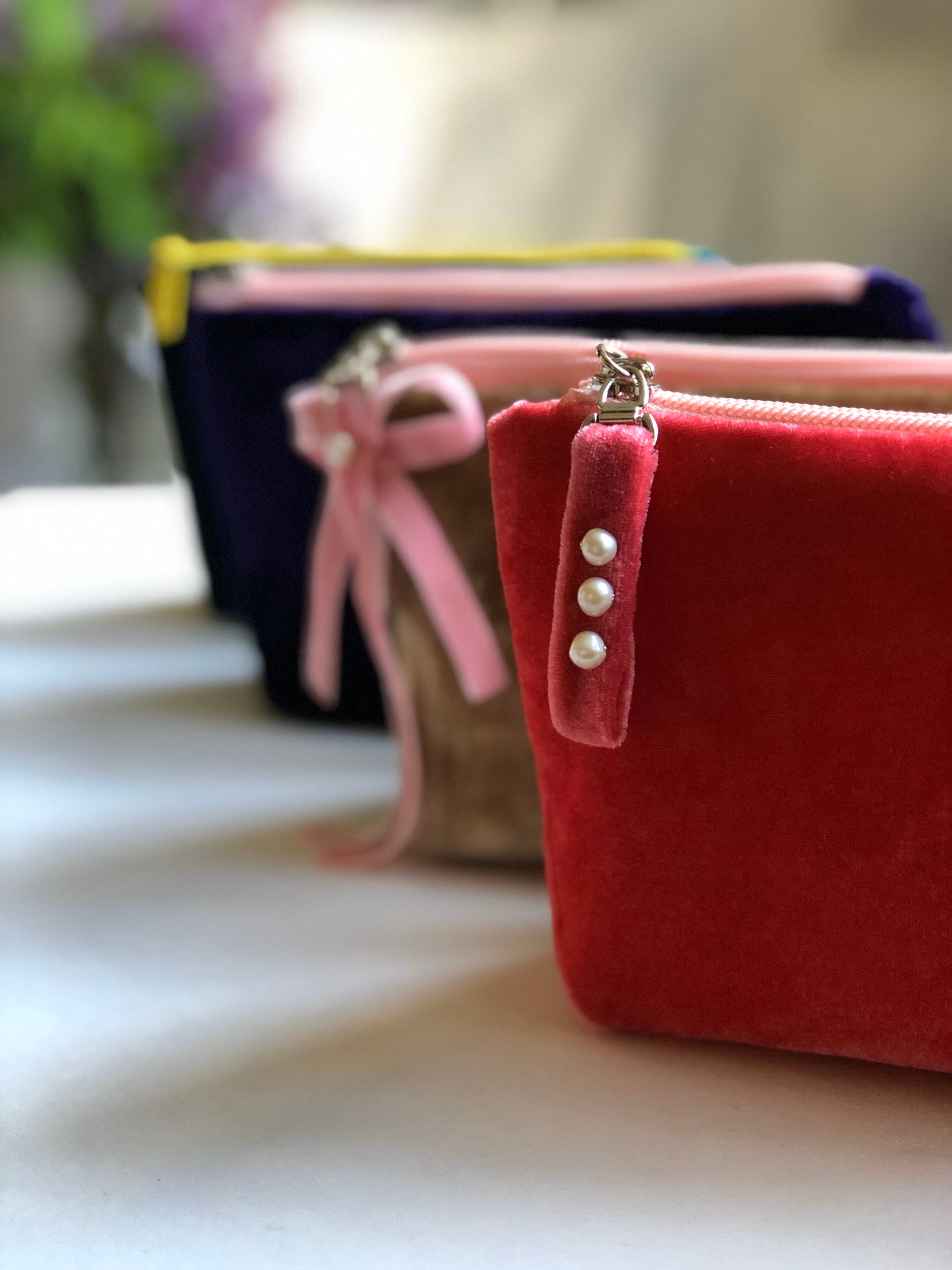 Velvet makeup bag/ Cosmetic case/ Etsy