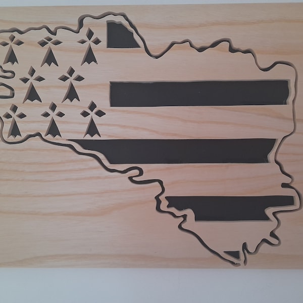 Drapeau breton, Tableau en bois ?Bretagne, hermines, décoration murale en bois.