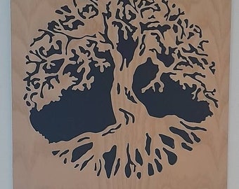 Tree of life, Wooden wall chart. Fine cut with scroll saw. Craft creation.