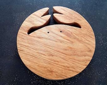 Crab, wooden trivet, handcrafted and original creation.