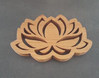 Lotus flower, solid wood trivet, lotus, French handcrafted creation.