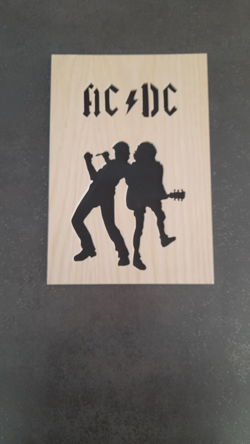 AC DC Tableau en bois, découpe à la scie à chantourner. Idée cadeau ...