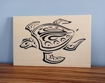 Sea turtle, Celtic, wooden picture, cut with a scroll saw.