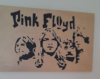 Pink Floyd, wooden picture, meticulously cut with a scroll saw. Handmade creation.